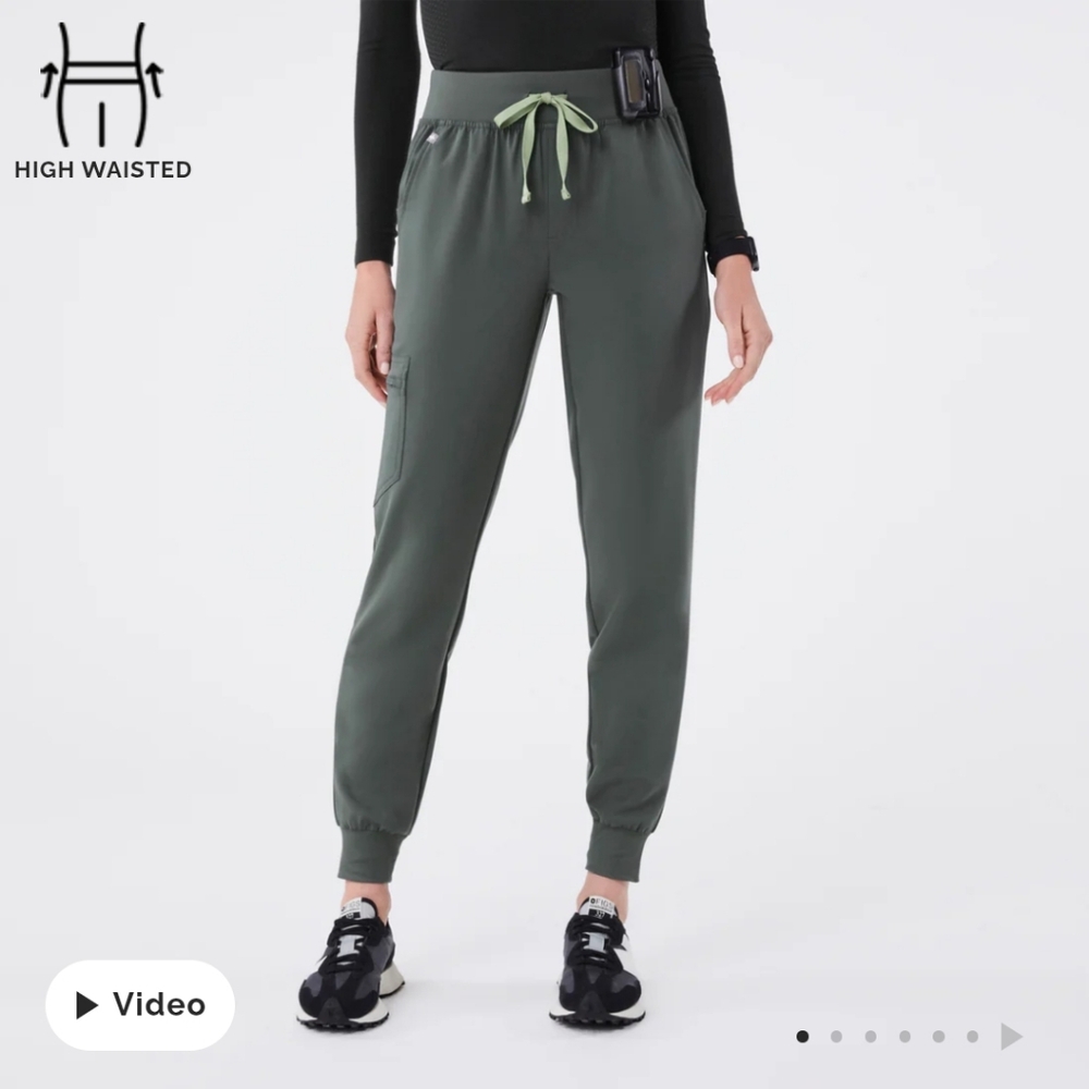 FIGS Zamora High Waisted Jogger Scrub Pants Bonsai Medium Long